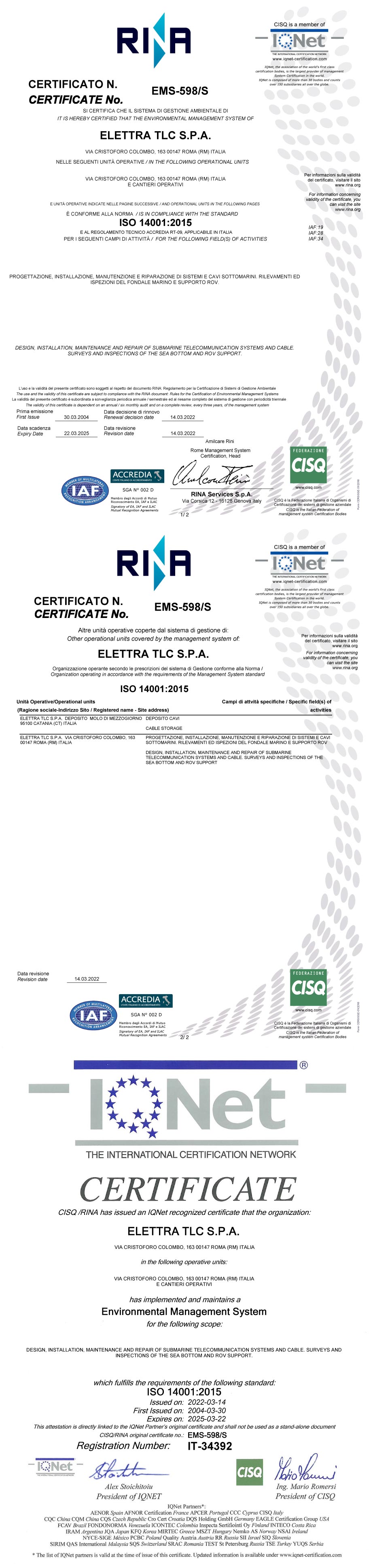 Rina Certificate 2004