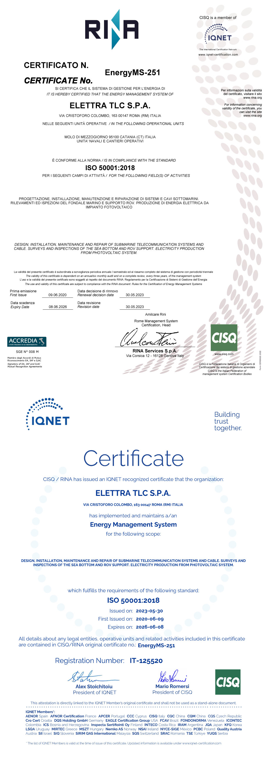 Certificate ISO 45001:2018