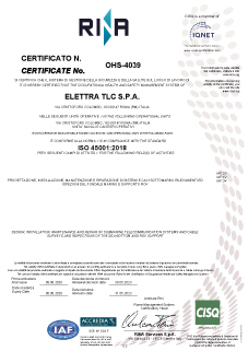 Certificate ISO 45001:2018