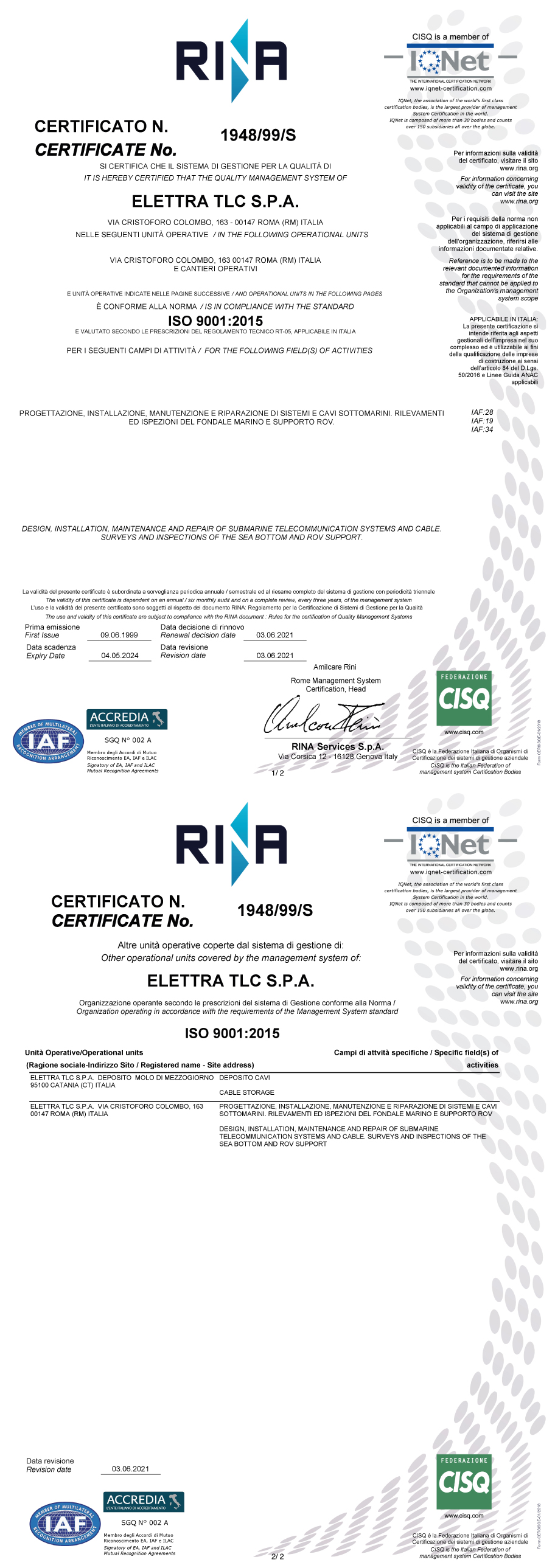 Rina Certificate 2008